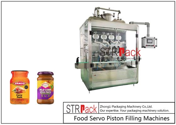 Curry-Pasten-Soßen-Nahrungsmittelpumpen-Füllmaschine PLC steuern 8 Düsen 20 Köpfe